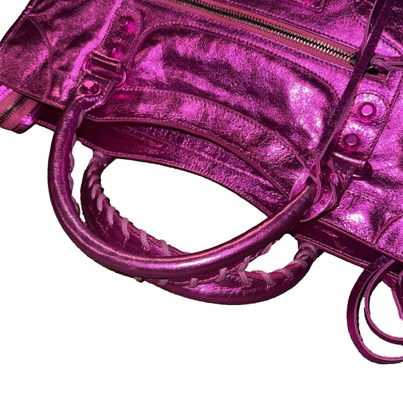 BALENCIAGA Metallic Pink City Handbag - Picture 8 of 10